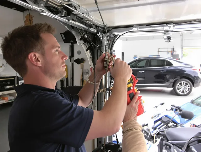 San Jacinto Garage Door Repair safety certified technician performing cable replacement in San Jacinto