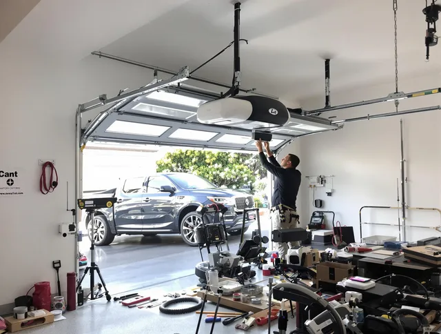 San Jacinto Garage Door Repair specialist installing smart garage door opener system in San Jacinto home